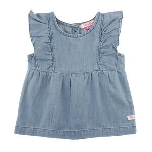 RuffleButts + RuggedButts - Girls Light Wash Classic Ruffle Tank Woven